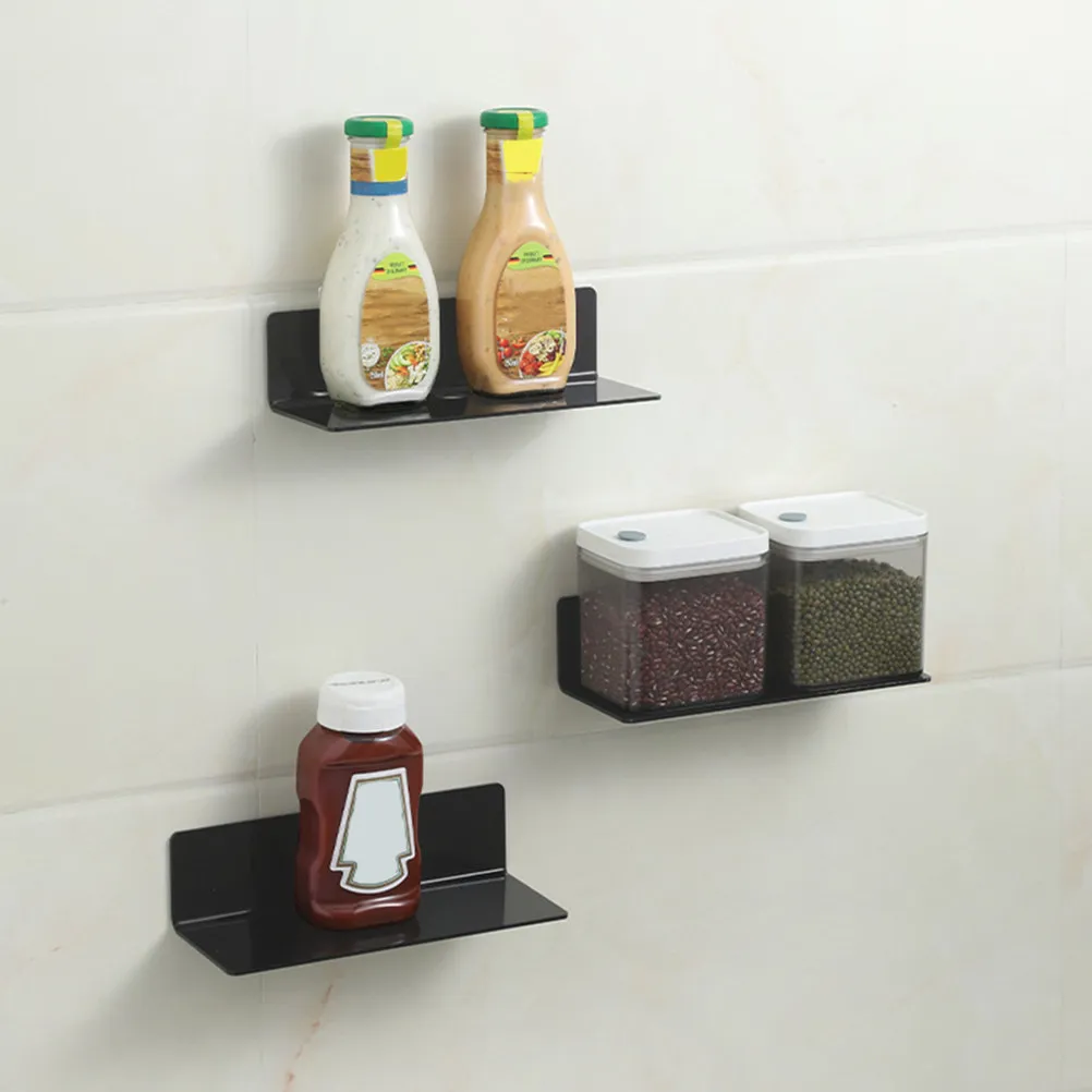 4Pcs Wall Shelves Floating Style Self Adhesive Stick on Shelf Small Space Saver for Living Room Bedroom Bathroom Decor