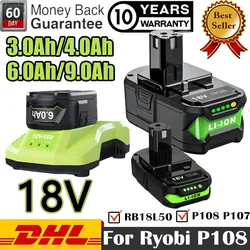 P108 RB18L20 For Ryobi 18V Li-ion Battery For Ryobi P102 P103 Replacement Battery BPL1820 RB18L50 RB18L40 Cordless Tool