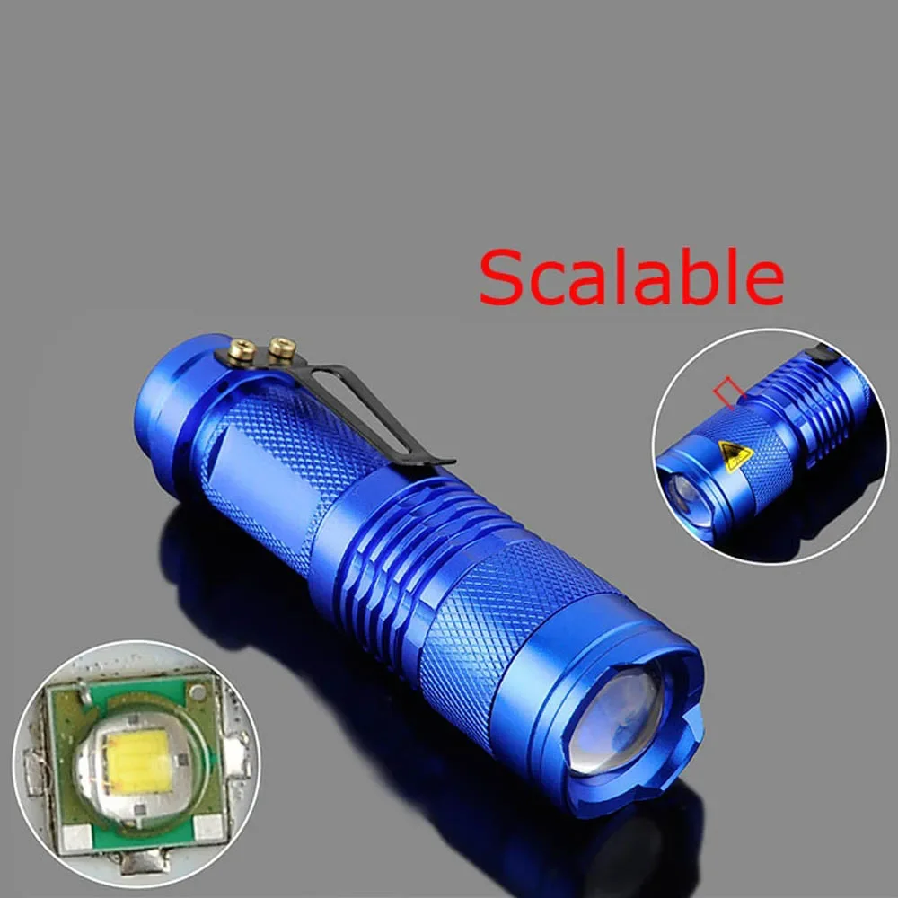 5 Colors Powerful LED Flashlight 2000lm Waterproof LED Laterna 1 Modes Zoomable PortableTorch light penlight AA 14500