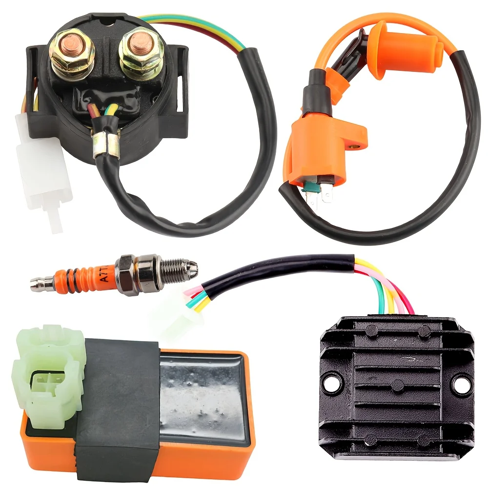 Bobina de ignição de alto desempenho + 6 pinos ac cdi + vela de ignição + regulador e relé para motores gy6 150cc 125cc 50cc atvs go karts