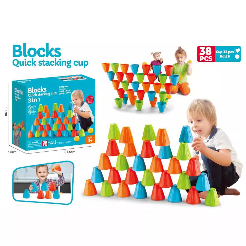 Puzzle Building Blocks 3-in-1 Throwing Speed Stacking Cup Toy Kindergarten Interactive Building Blocks Early Education Toy