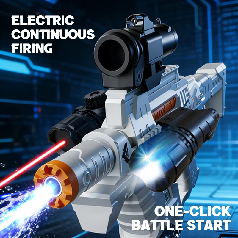 Electric Multi Shooting Continuous Water Gun Lights Automatic Large Capacity High-pressure Jet Water Gun Kids Toys Outdoor Game