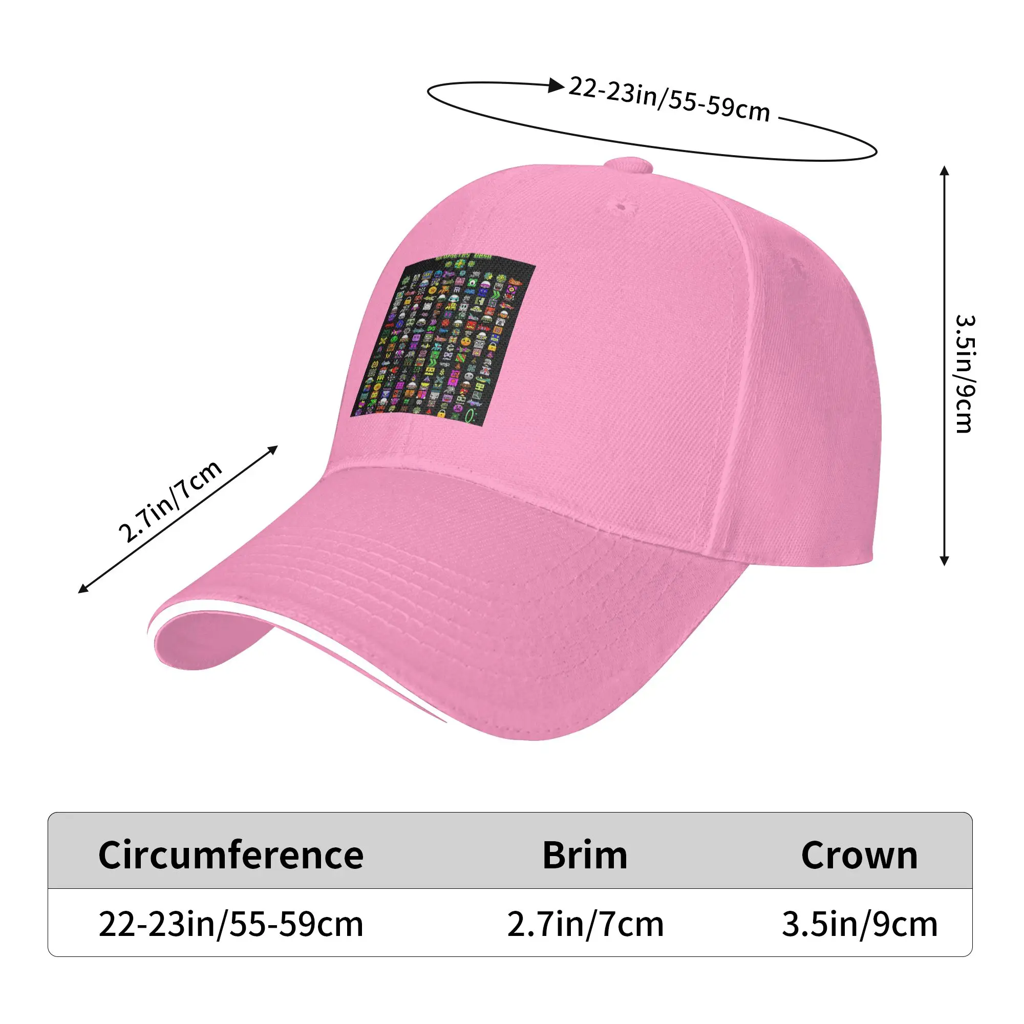 Geometry Dash Cap Casual Baseball Caps Adjustable Hat Hip Hop Summer Unisex Baseball Hats Customizable