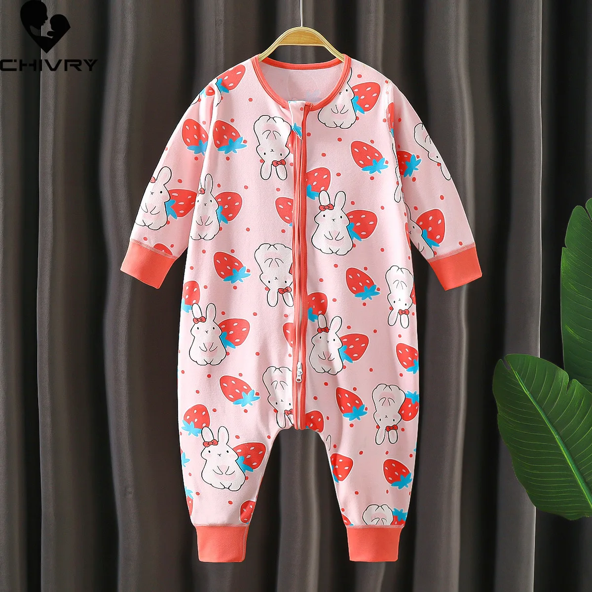 Newborn Cute Cartoon Print Romper Spring Autumn Baby Boys Girls Long Sleeve Zipper Jumpsuit Toddler Infant Comfortable Rompers