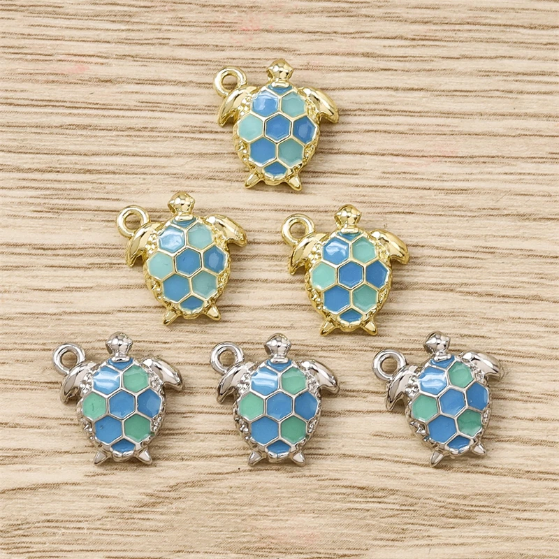 5 Stück 12x12mm Cartoon-Tier-Anhänger aus Emaille-Legierung, Schildkröten-Anhänger für die Schmuckherstellung, Ohrringe, Halsketten, Armbänder, DIY-Geschenke – Detail 6