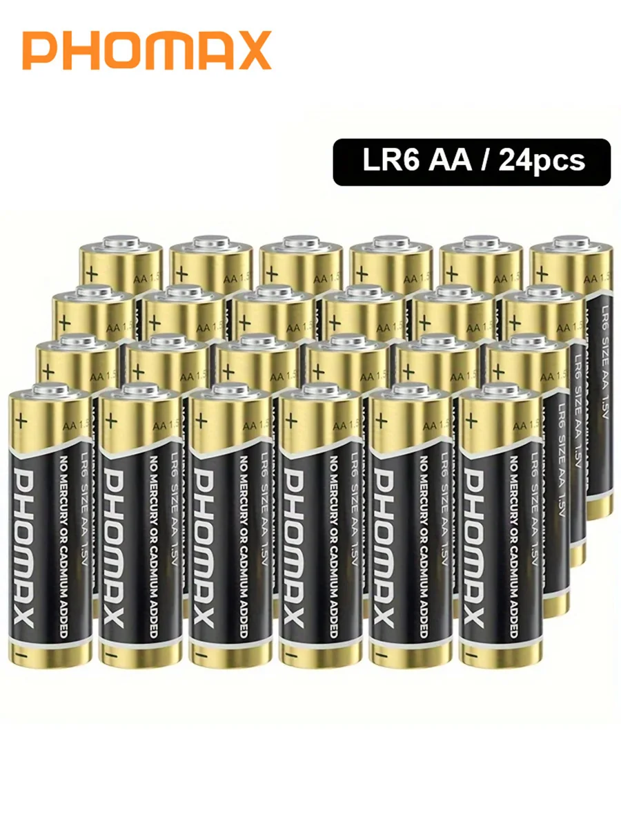

PHOMAX 1.5V AA Alkaline LR6 Dry Battery Long Life Suitable for LED Lights Toys Remote Control Mice Keyboards High capacity