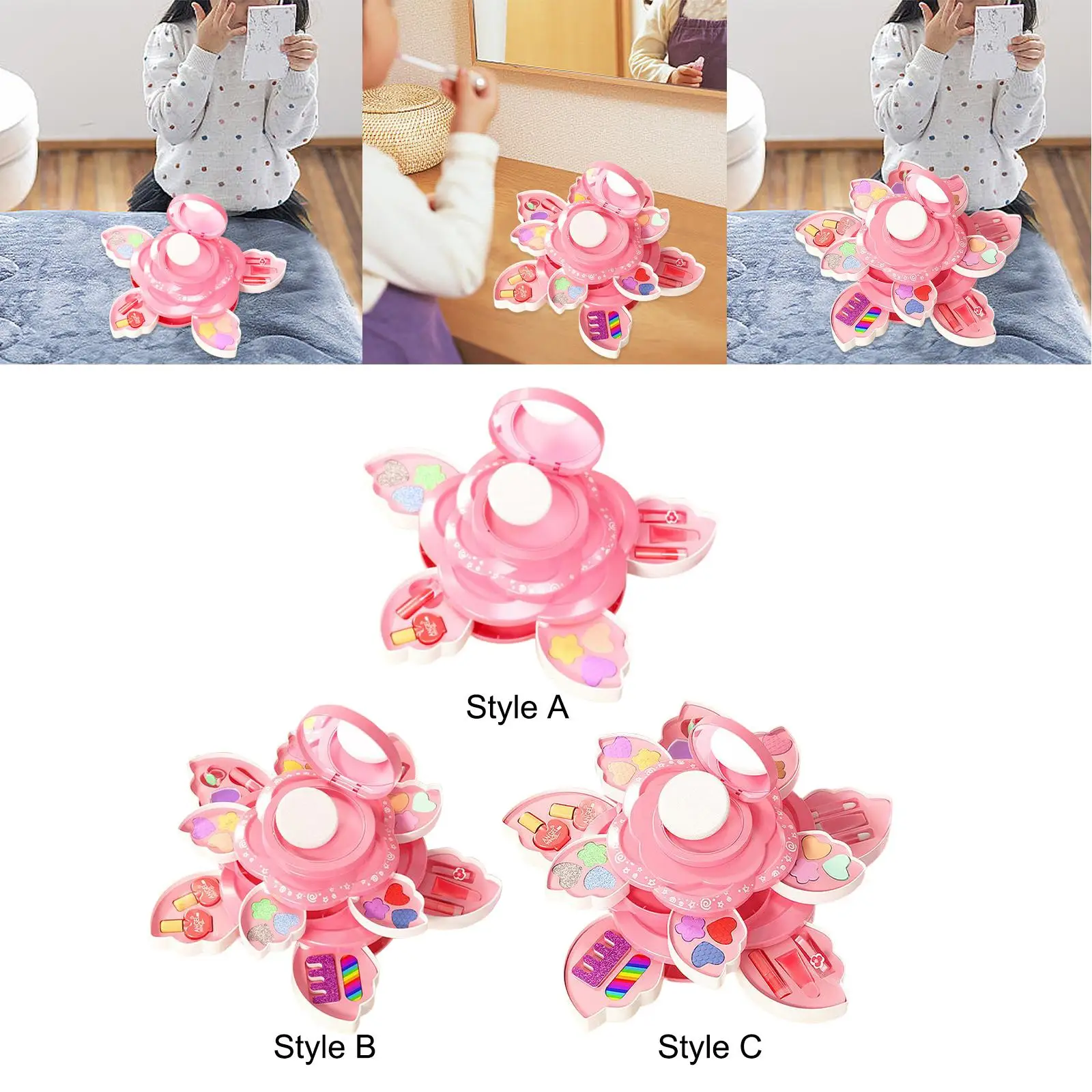 مجموعة مكياج للأطفال يلعبون الأميرة مستحضرات تجميل حقيقية مع حقيبة مستحضرات تجميل قابلة للغسل للأعمار من 3 سنوات فما فوق للمبتدئين والبنات هدايا الحفلات #1