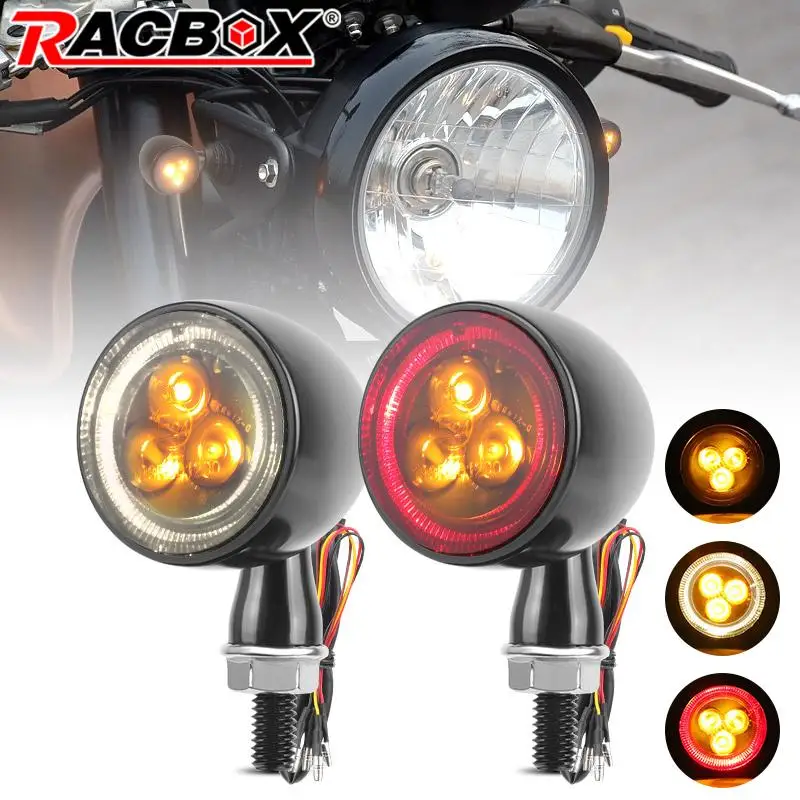 Przednie tylne motocyklowe światło kierunkowskazu LED 8 mm wskaźnik świateł do jazdy DRL Stop Brake Tail Lamp For Bobber Honda Suzuki Chopper