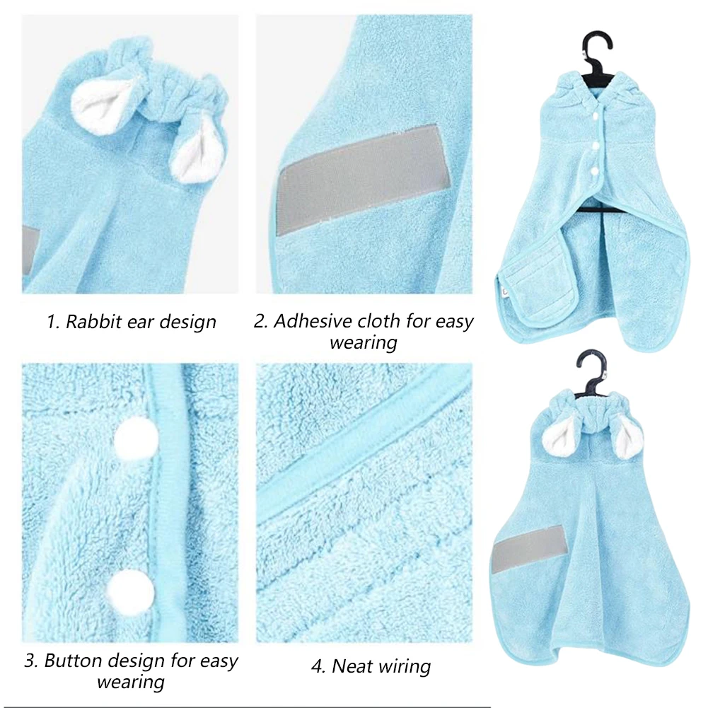 Bathrobe For Dogs Thickened Quick-Drying Soft Dog Cat Bath Robe Towel After Absorbent Dog Towels Bath Robe For Cats Small Medium