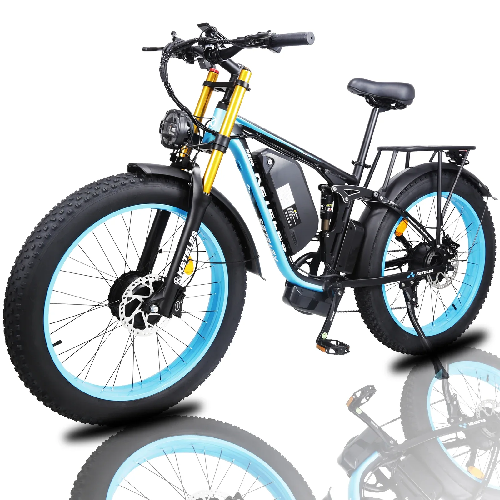 KETELES K800P Ebike 2000W Dual Motor 48V 23AH Hydraulic Brake Electric Bicycle Full Suspension 26*4.0 Fat Tire Electric Bike