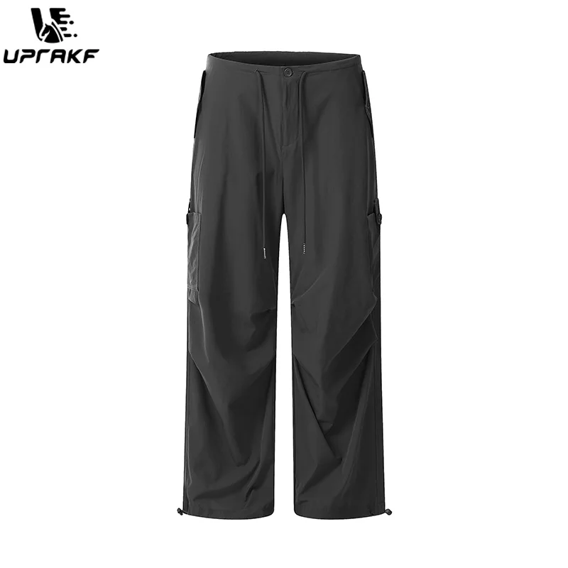 UPRAKF Streetwear Drawstring Trousers Comfort Casual Autumn Pantalones Sports Style Side Pockets