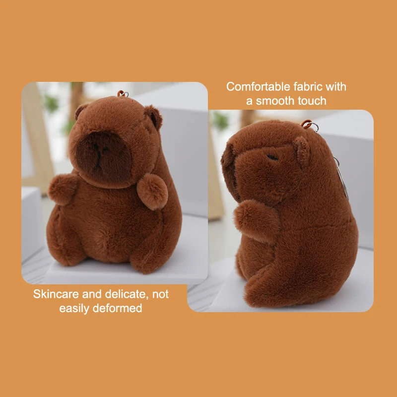 Bonito pelúcia capivara chaveiro animais dos desenhos animados brinquedo de pelúcia macio boneca presente brinquedos do miúdo saco boneca pendurado ornamentos pingente do carro