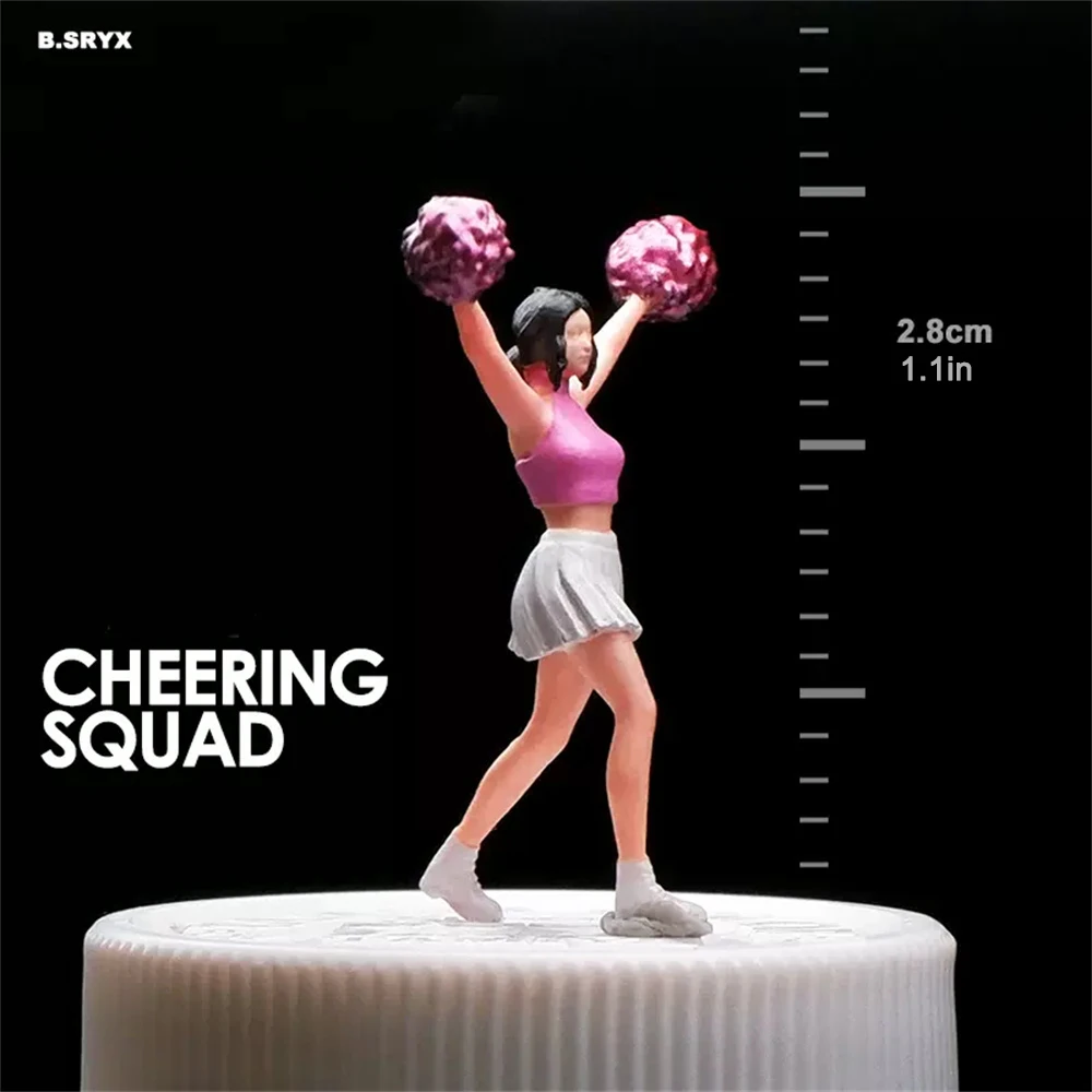 Kicarmod 1/64 skala Model patung miniatur cheerleader gambar miniatur boneka model dalam skala Model Diecast