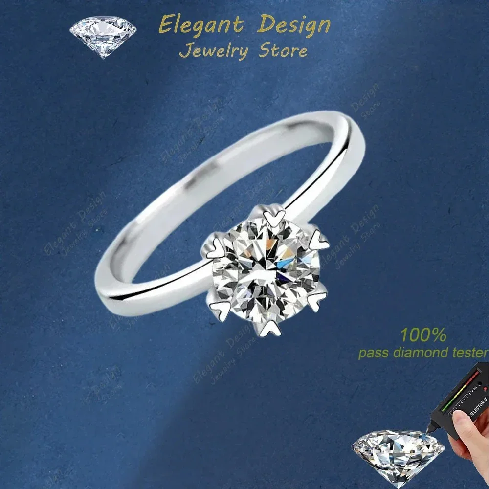 

Элегантный дизайн, 1 карат, муассанит, шестизубые кольца в форме сердца, роскошные кольца, ювелирные изделия, кольцо из белого золота 18 карат, лучшая юбилейная женщина
