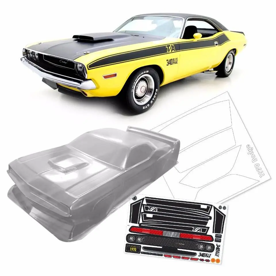 1/10 PC RC shell body 1970 V8 Challenger 200mm width classic pony car Transparent shell body for 3RAICNG mst yokomo hpi hsp