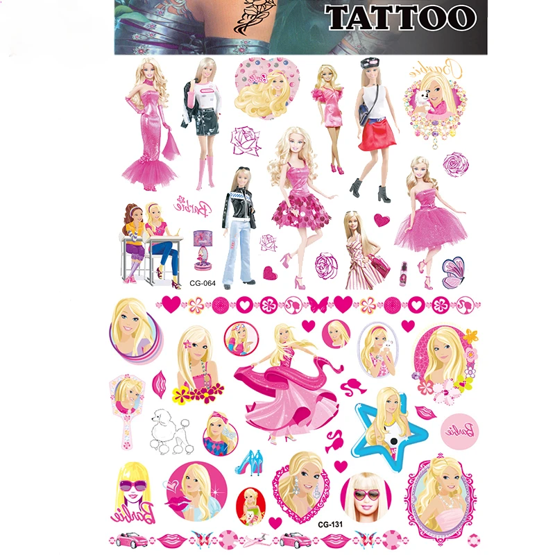 1PCS Fashion Barbie Cute Cartoon Tattoo Stickers Sweetheart Miniature Temporary Paste Toys for Girls Accessories Party Cosplay