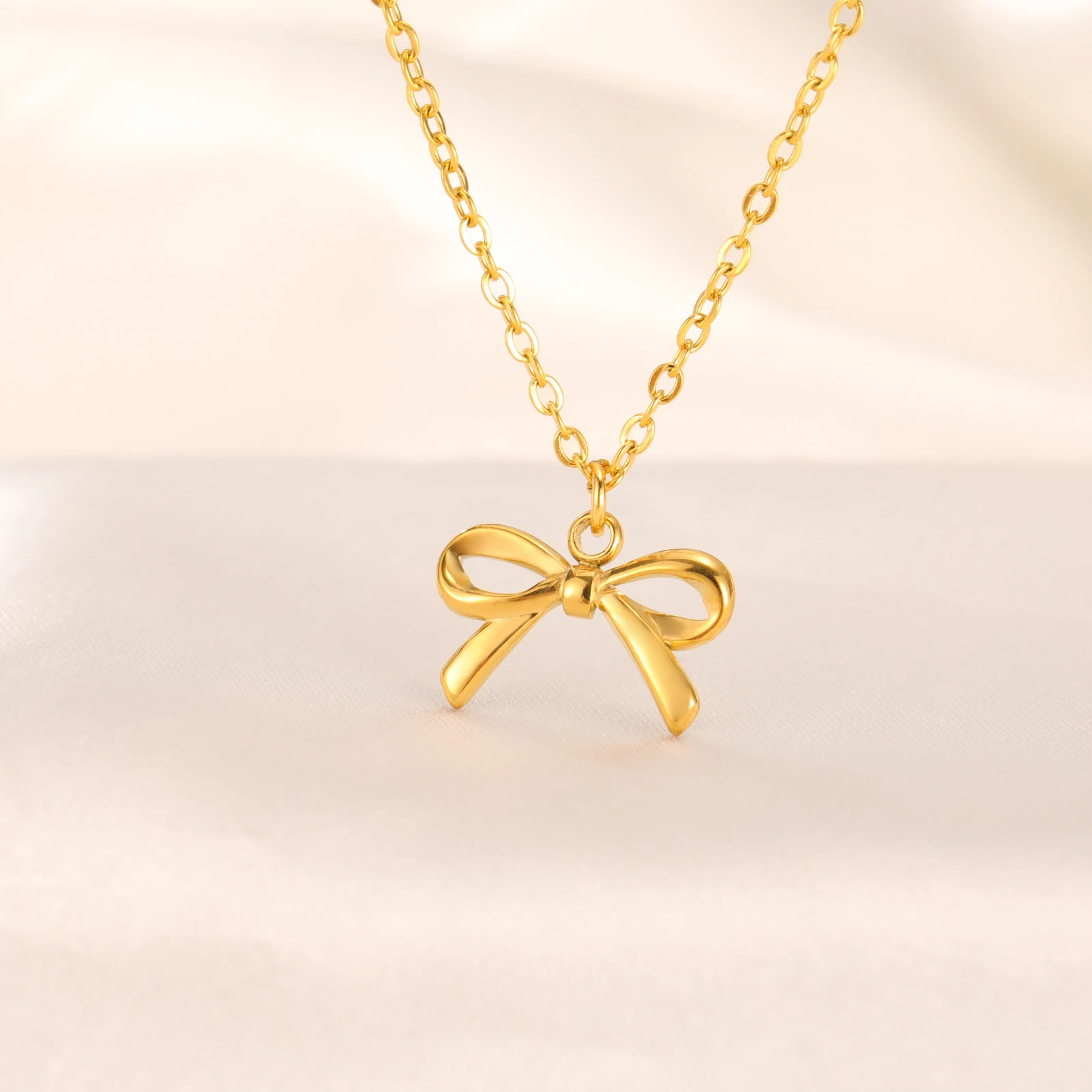 Unift Elegant Bowknot Necklace Y2k Bow Tie Neck Chain Pendant Stainless Steel Fashionable Trendy Minimalist Jewelry Wholesale image 4