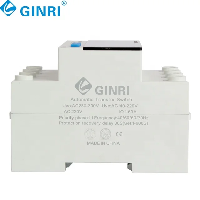 Ginri Jmrd-ps2x    Din Rail 63A 80A 100A  Over Under Voltage Over Current  ATS Automatic Transfer  Switch Voltage  Relay