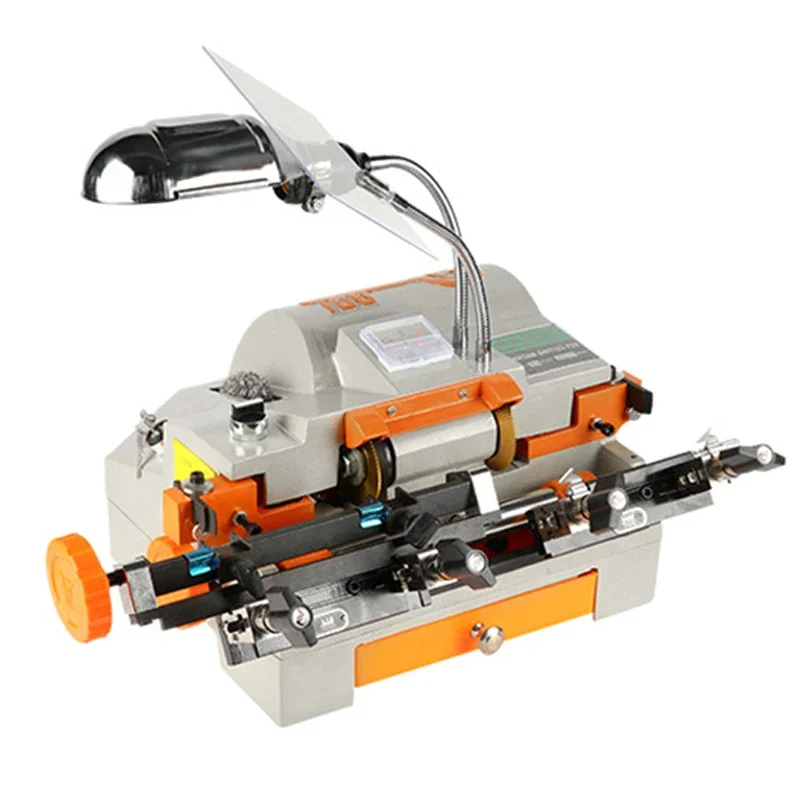 Mesin kunci berkepala ganda 220V/110V, mesin duplikasi kunci tepat pisau ganda Manual mesin kunci Horizontal TH-001