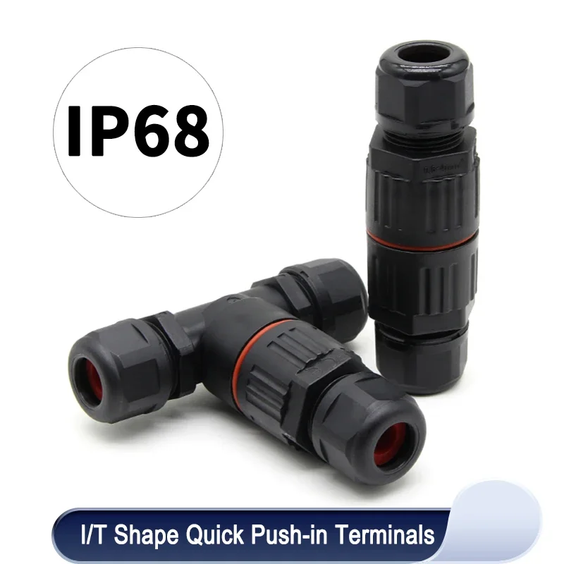 

Quick Push-in Terminals Screw Connect IP68 I/T Shape Waterproof Connector 2/3/5 Pin Wire Connectors Electric Junction Box