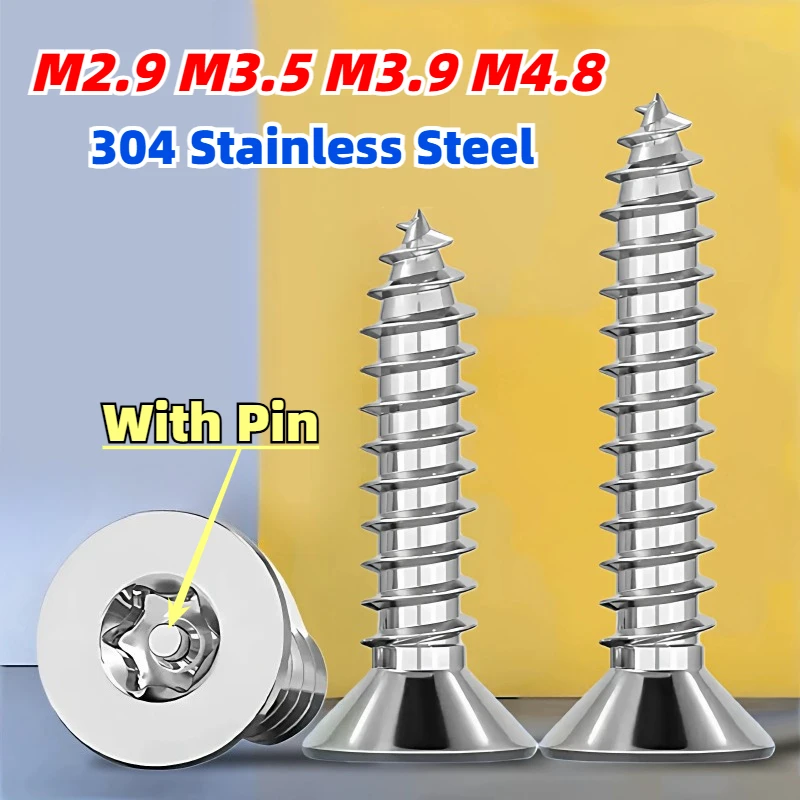 M2.9 M3.5 M3.9 M4.8 304 Stainless Steel Pin Torx Flat Countersunk Head Anti-thief Tamper Proof Security Self Tapping Wood Screw
