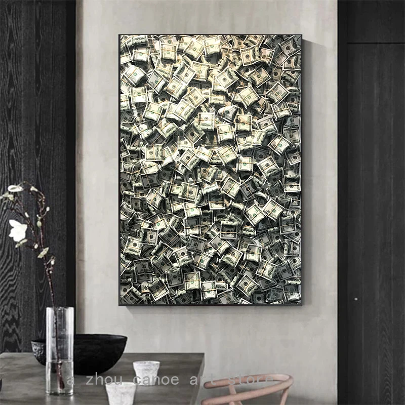 Abstract Cool Full of Money Pattern Poster Canvas Painting Wall Art Prints Picture Living Room Modern Home Office Decor Cuadros