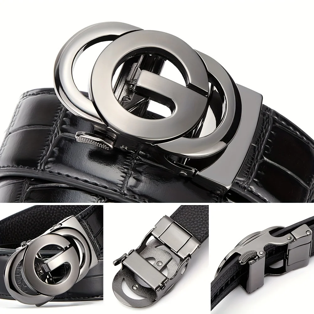 حزام رجال الأعمال الفاخر نمط التمساح سبيكة مشبك حزام جلد عالي الجودة حزام ناعم يقترن مع البدلة السراويل والجينز