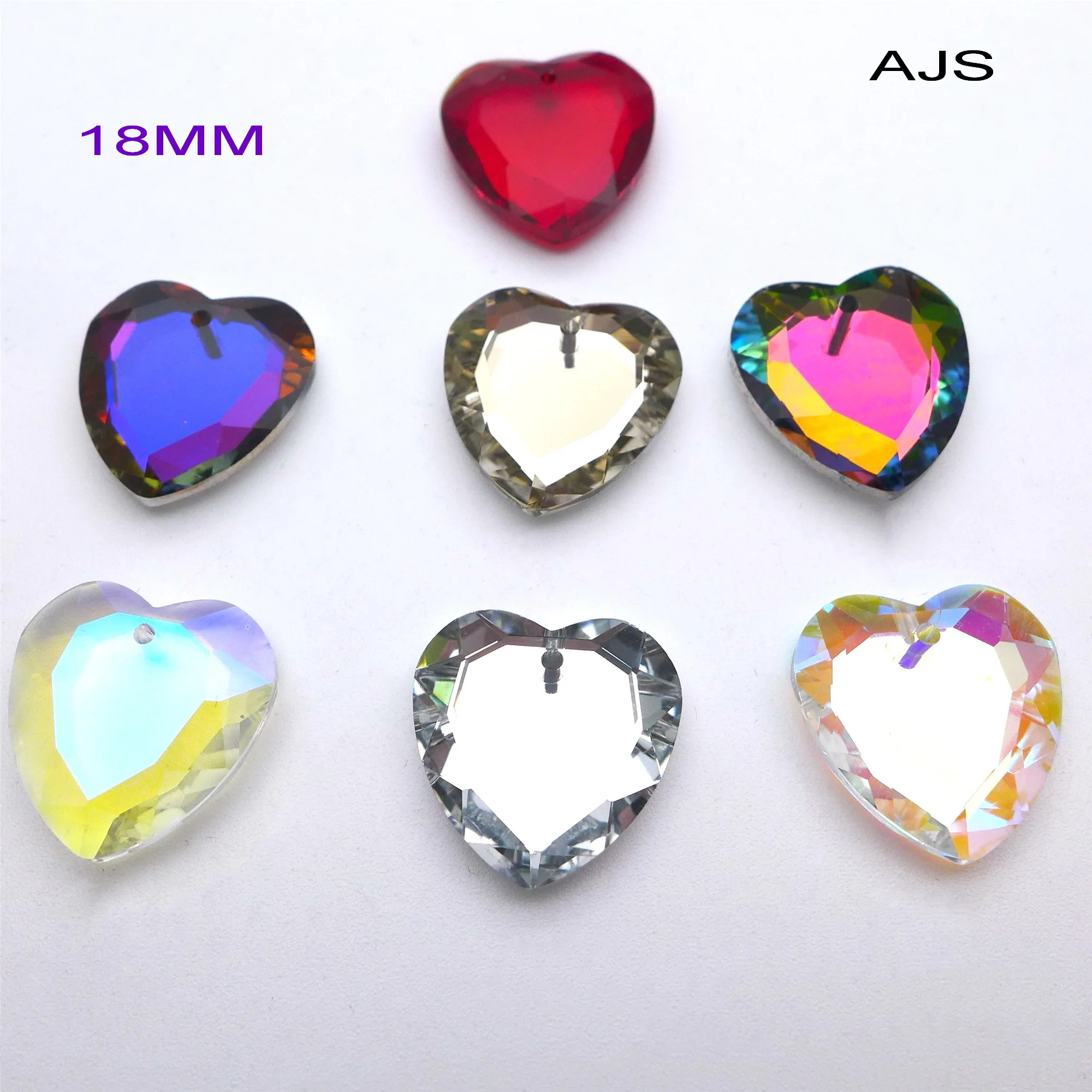 

36pcs 18MM Flat Heart Love Peach Shape Crystal Faceted Pendants AB Vitrail Beads Jewelry Necklace Hanging Ornament DIY Free Ship