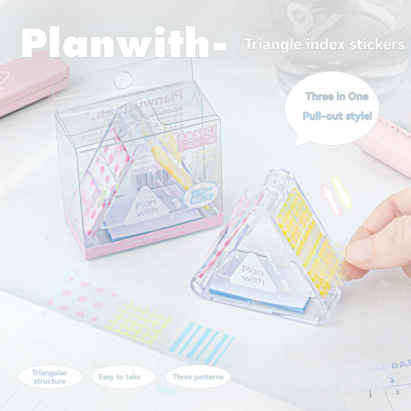 Picture 3: 1PC Triangle Index Sticker, Three in One Pull Pull Pull Pull, Guide Sticker, Student Learning Label Sticker, Note Paging Sticker