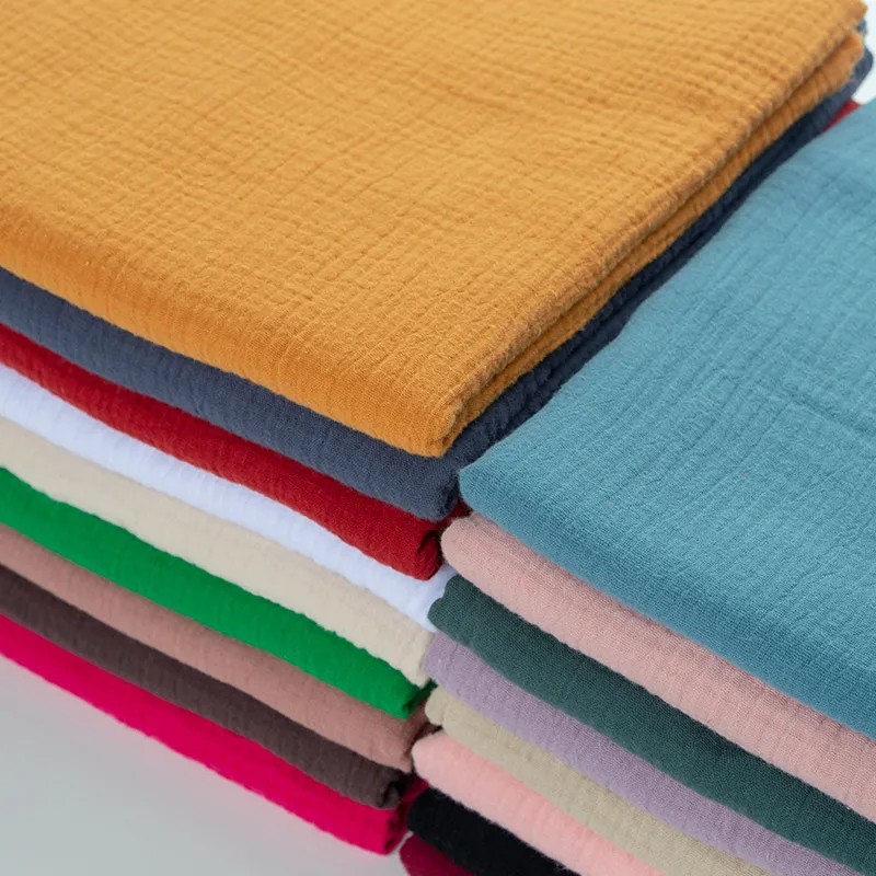 50*130cm Fabric Drape Cotton And Linen Double Gauze Crepe Baby Clothes Fabric Ladies Skirt Sleepwear Fabrics