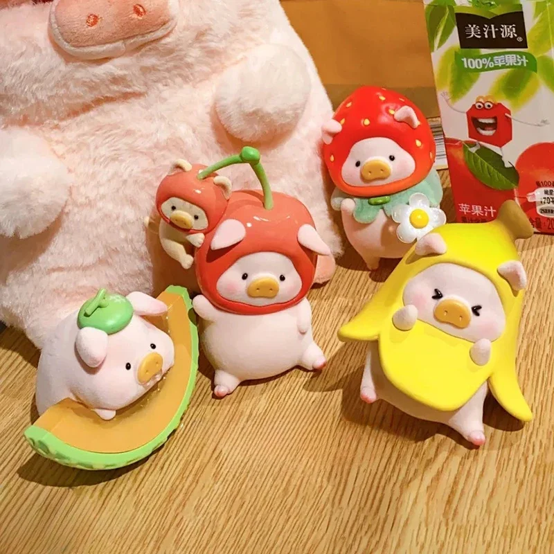 Lulu Pig Piggy Fruit Series Hanger Action Figures Cute Statue Model Cartoon Collectible Doll Ornaments Toys Girl Surprise Gifts