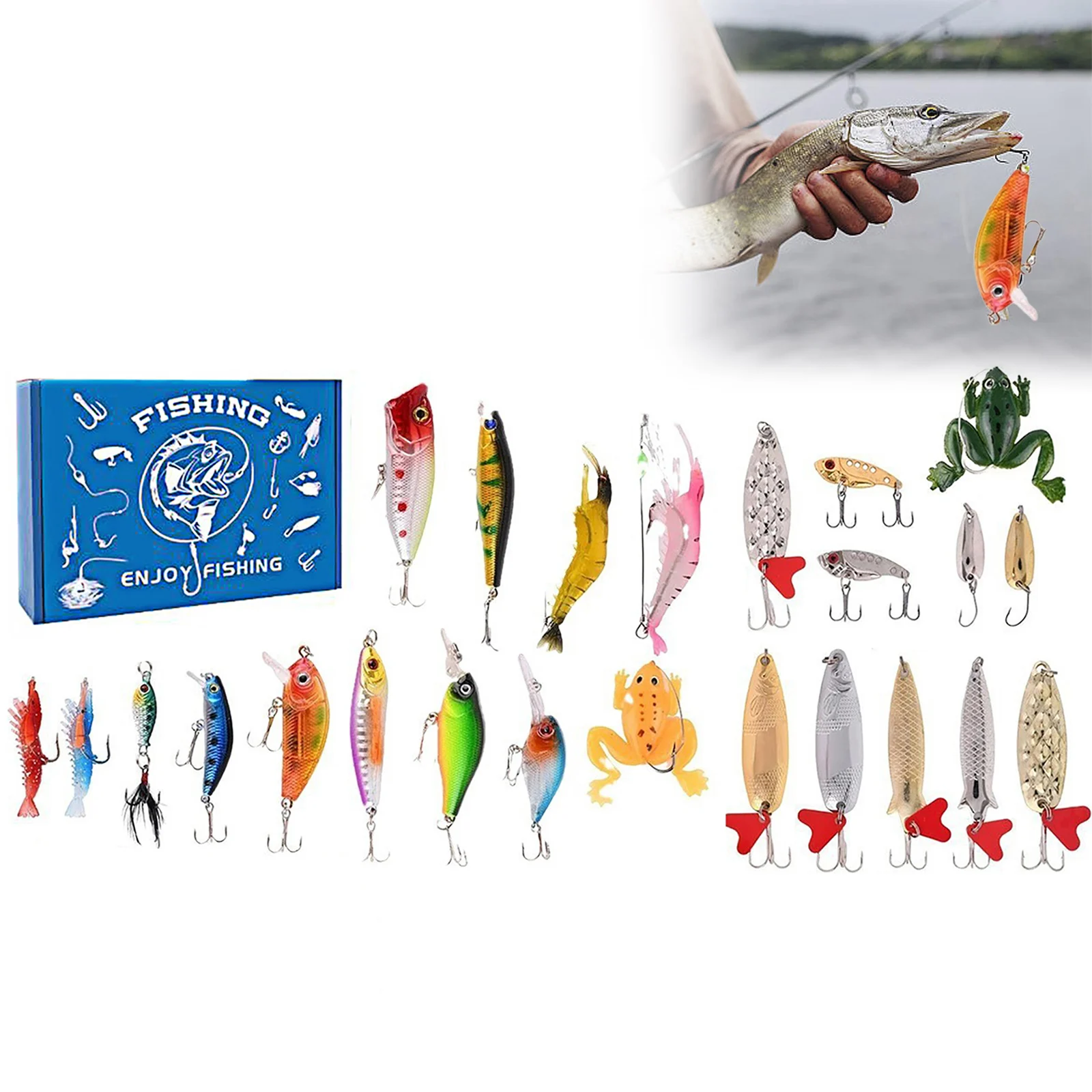 Wall Workout Timer Fishing Advent Calendar 2025 Adult Men Teen Boys 24 Days Christmas Countdown Small String Lights with Timer