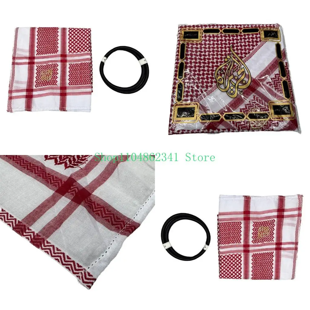 

5asd Arafat Headwrap Shemagh Scarf for Middle Eastern Adult Everyday Wear Cultural Event Participants Props Shawl Headpiece