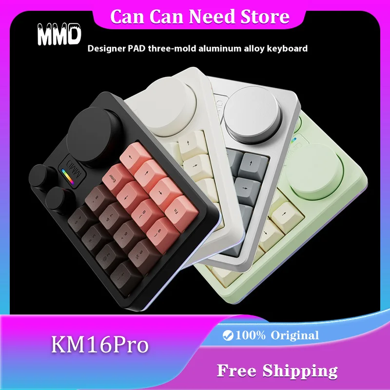 

MMD KM16Pro Three Mode Aluminum Alloy Keypad Three Knob Designer Shortcut Mini Keyboard VIA Hot Swap Custom Office Keypad