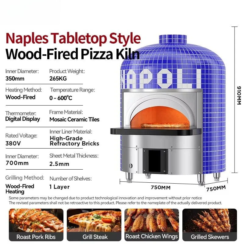 Customized Commercial Pizza Oven Italian Napoli Kiln Wood Gas Electric High Productivity Benchtop for Indoor Outdoor Bakery Use