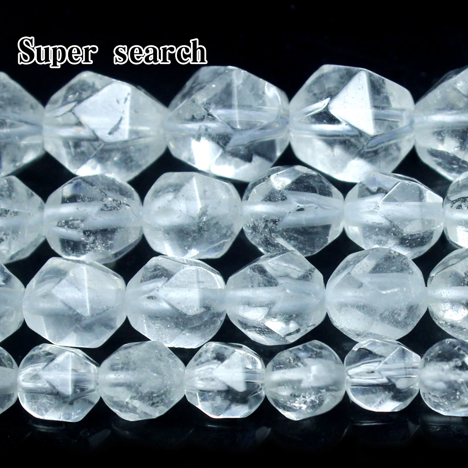Natural Faceted White Crystal Quartz Transparent Gem Beads Round Loose Beads for Jewelry Making Diy Bracelet Necklace