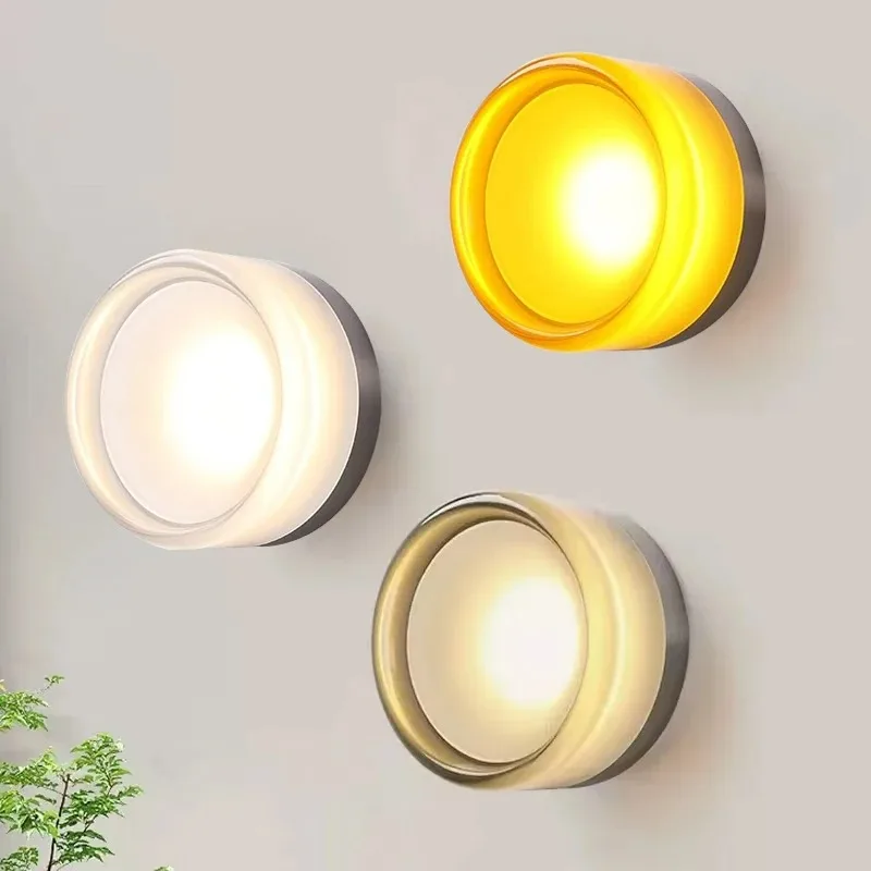LED Wall Sconce Round Acrylic Indoor Wall Mounted Lamp Creative Ceiling Light for Living Room Porch Decor