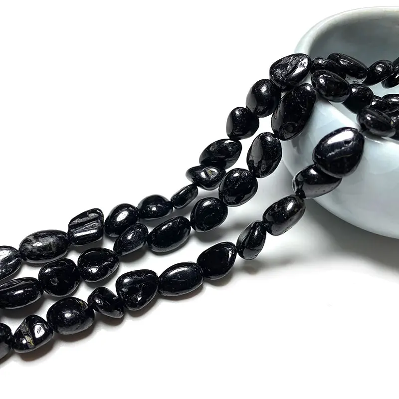 Fine 100% Natural Stone Schorl Black Tourmalin Irregular Gravel Gemstone Spacer Beads For Jewelry Making DIY Bracelet Necklace