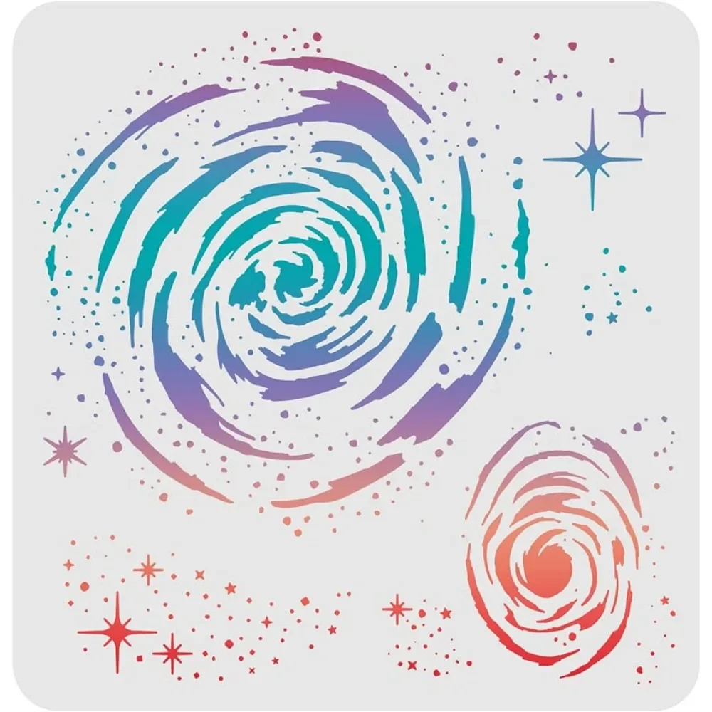 Outer Space Galaxy Drawing Painting Stencils Templates (11.8x11.8 inch) Plastic Reusable Square Stencils for Painting on Wood