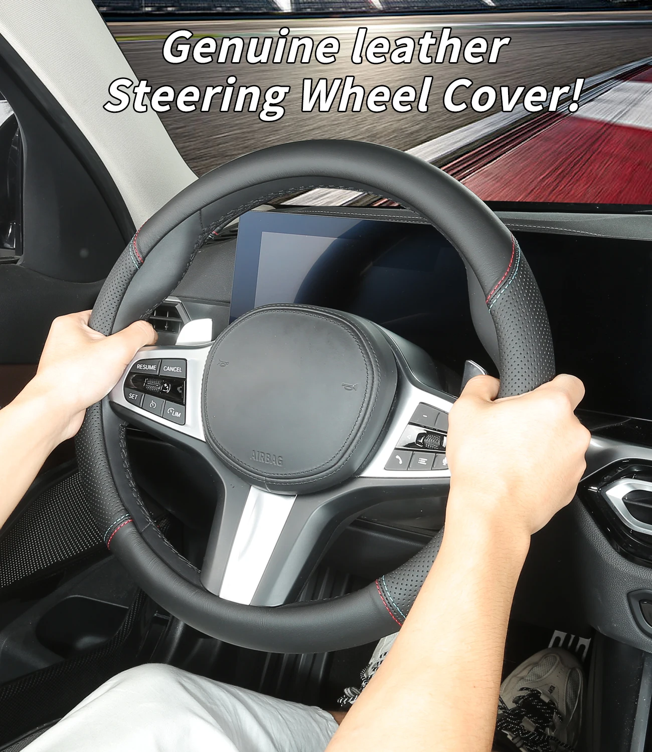 Custom-Fit for Porsche Steering Wheel Cover, Genuine Leather Steering Wheel Cover, Non-Slip, Breathable, for Porsche Accessories