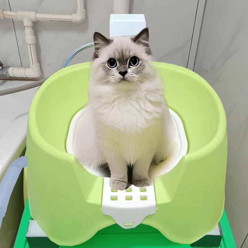 

Automatic flushing cat toilet Infrared induction Smart litter box Open pet squatting