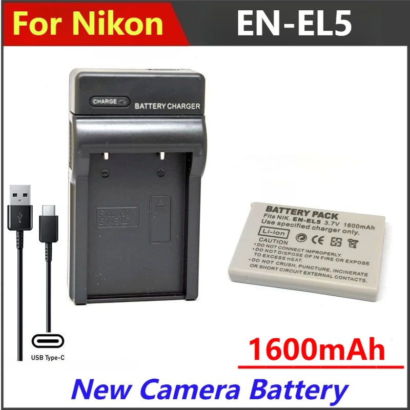 

1600mAh EN-EL5 EN EL5 Battery Charger For Nikon Coolpix P3 P4 P80 P90 P100 P500 P510 P520 P530 P5000 P5100 P5200 7900 P6000 3700