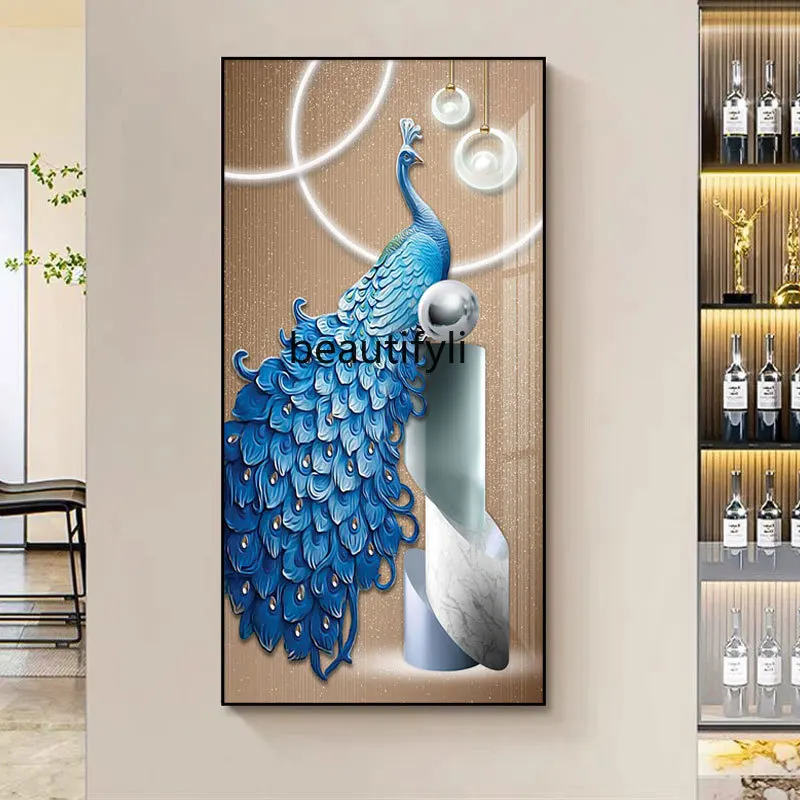 

Peacock Entrance Painting Simple Modern Light Luxury Advanced Sense Vertical Hanging Picture