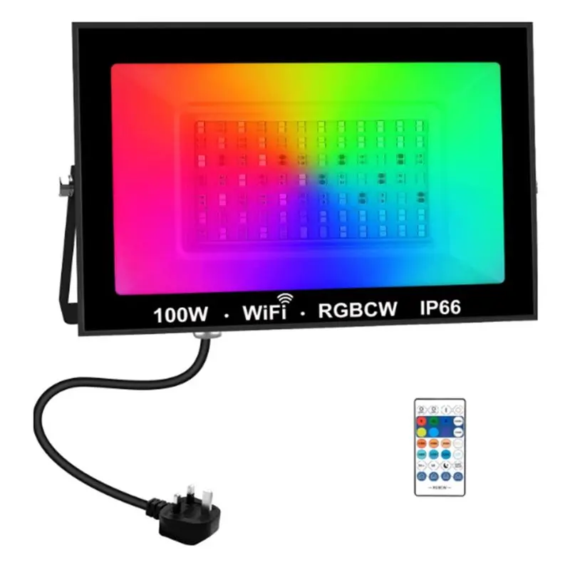 

CQMF-RGBCW LED 100W Flood Light Outdoor Garden Lamp APP Remote Control Wall Spotlight Decorative Lighting