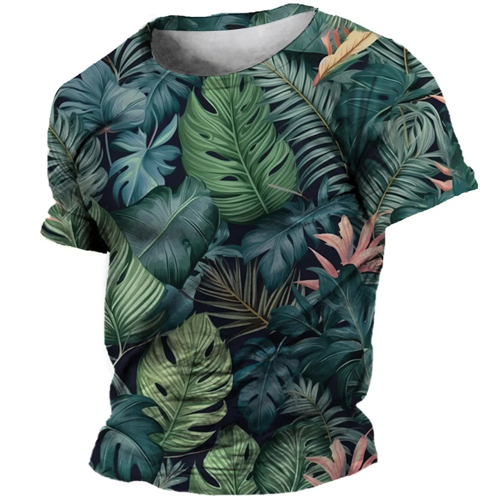 Men\'S Summer T-Shirts 3D Coconut Tree Print Short Sleeve Tops Hawaiian Casual Holiday T Shirt Oversized Tee Shirt Men Clothing