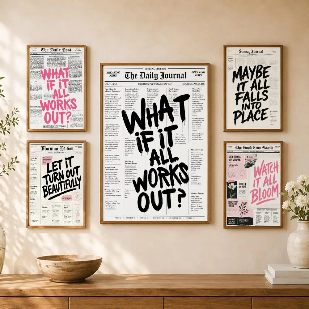 Motivational Newspaper Quotes Bold Typography Positive Mindset Poster Home Room Bar Cafe Club Decor Aesthetic Art Wall Painting