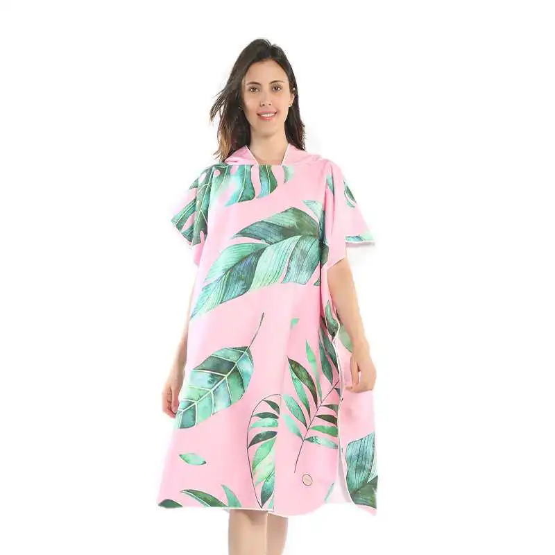 Adult Quick-Drying Hooded Bath Towel Beach Printed Swimming Diving Changing Robe Comfortable Absorbent Towel for Easy Use