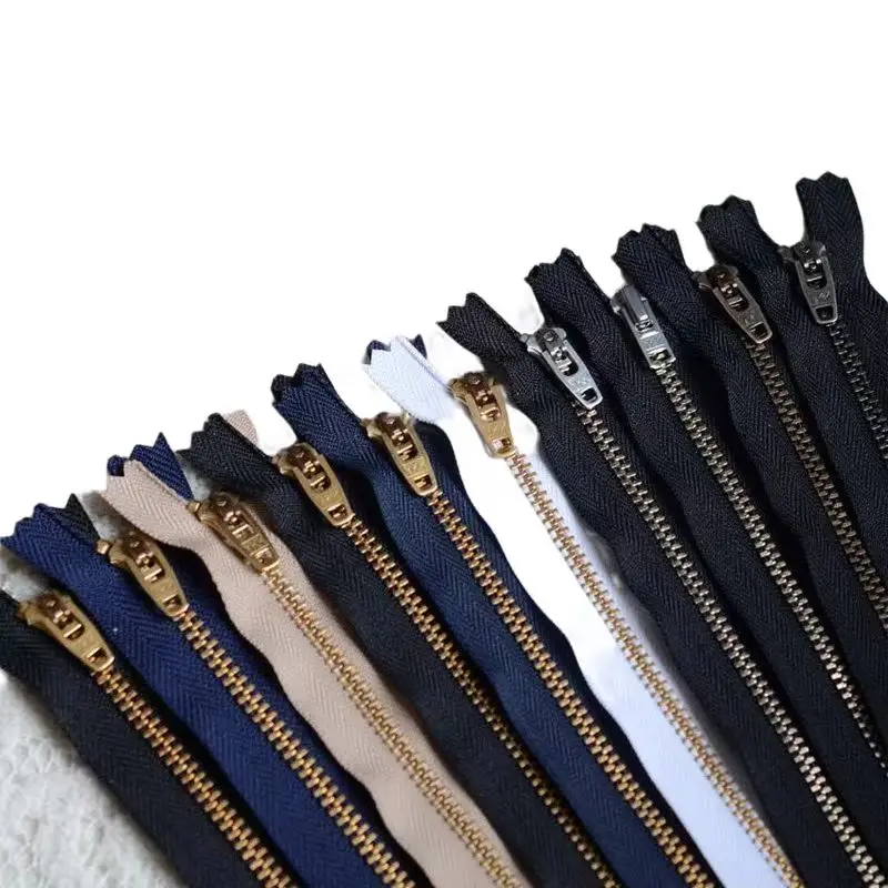 30pcs/Lot 3# 12 to 20cm YKK Metal Zipper For Sewing Close End Gold Chain Jeans Pocket Pants Instant Repair Tailor Accessories