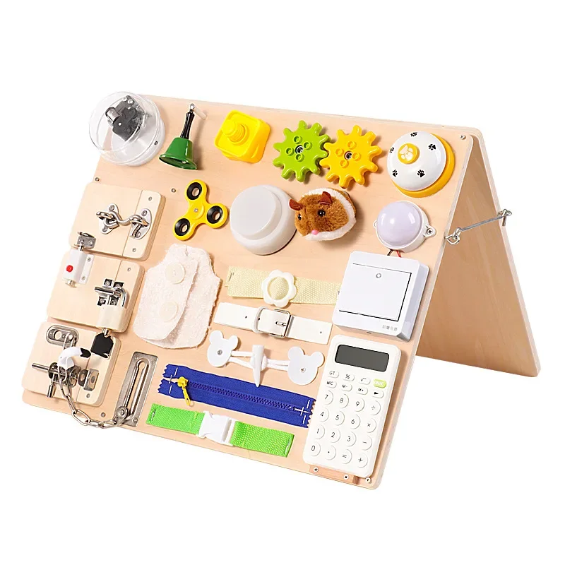 

Factory hot sales Modern design wooden toy early education toy montessori busy board