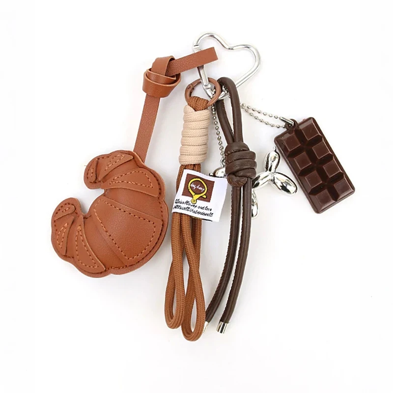 Lovely Hanger Pu Leather Croissant Pendant Fashion Bag Charm Heart Shaped Bag Decoration Bag Accessory Gift
